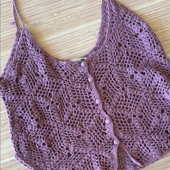 Purple Crochet Women’s Crop Tank - Picture 2 of 5